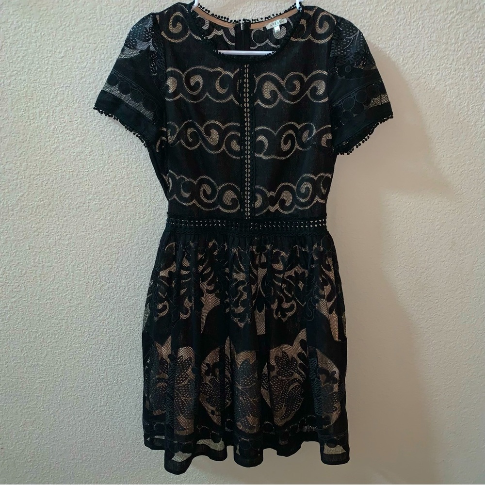 A.PEACH Dress, Black Sheer Embroidery, Size S